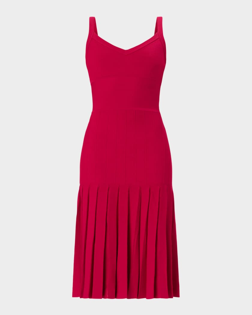 open lace back dress Herve Leger Red Long Sleeve Plunge Bandage Dress – Studded Petals Vintage main image 0