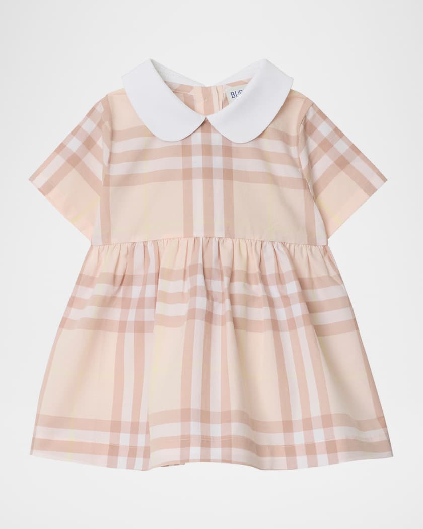 Girl's Geraldine Cotton Poplin Check Dress & Bloomers, Size Newborn-18M