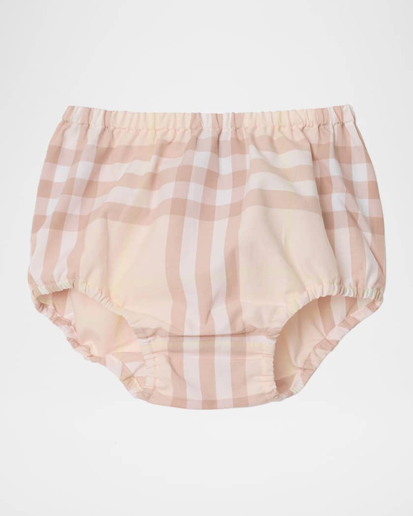 Girl's Geraldine Cotton Poplin Check Dress & Bloomers, Size Newborn-18M
