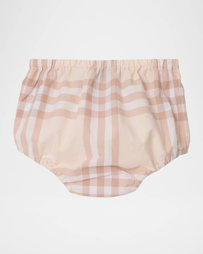 Girl's Geraldine Cotton Poplin Check Dress & Bloomers, Size Newborn-18M
