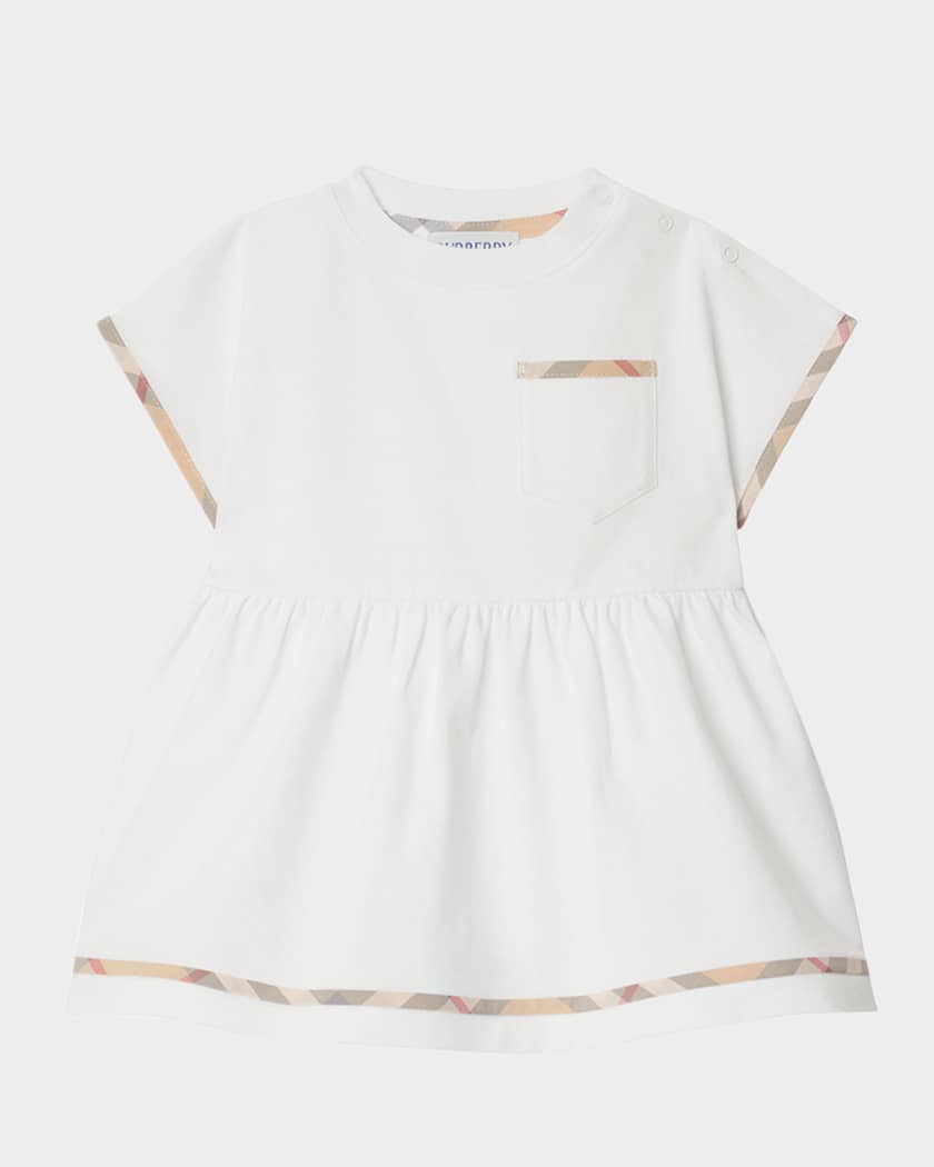 Girl's Lea Check Short-Sleeve Dress & Bloomers, Size Newborn-18M