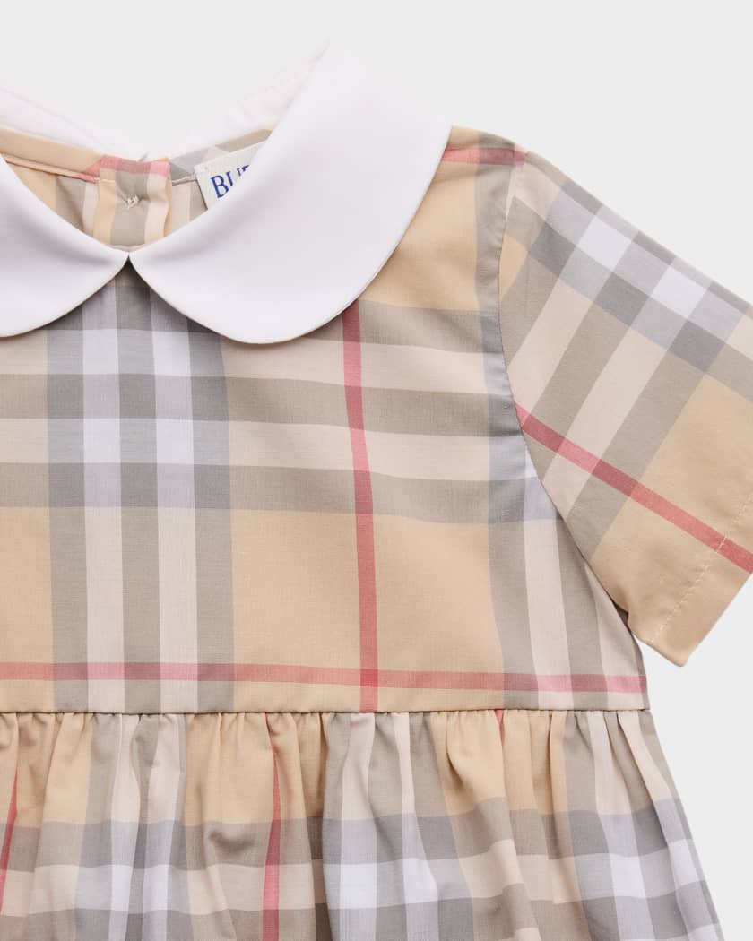 Girl's Geraldine Cotton Poplin Check Dress & Bloomers, Size Newborn-18M