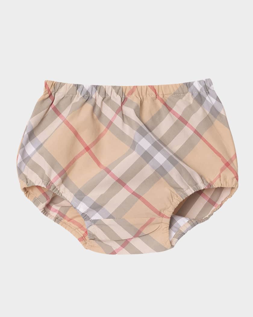 Girl's Geraldine Cotton Poplin Check Dress & Bloomers, Size Newborn-18M