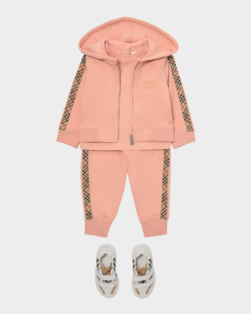 Burberry Girl's Elin Check Tape Cotton Hoodie, Size 6M-2