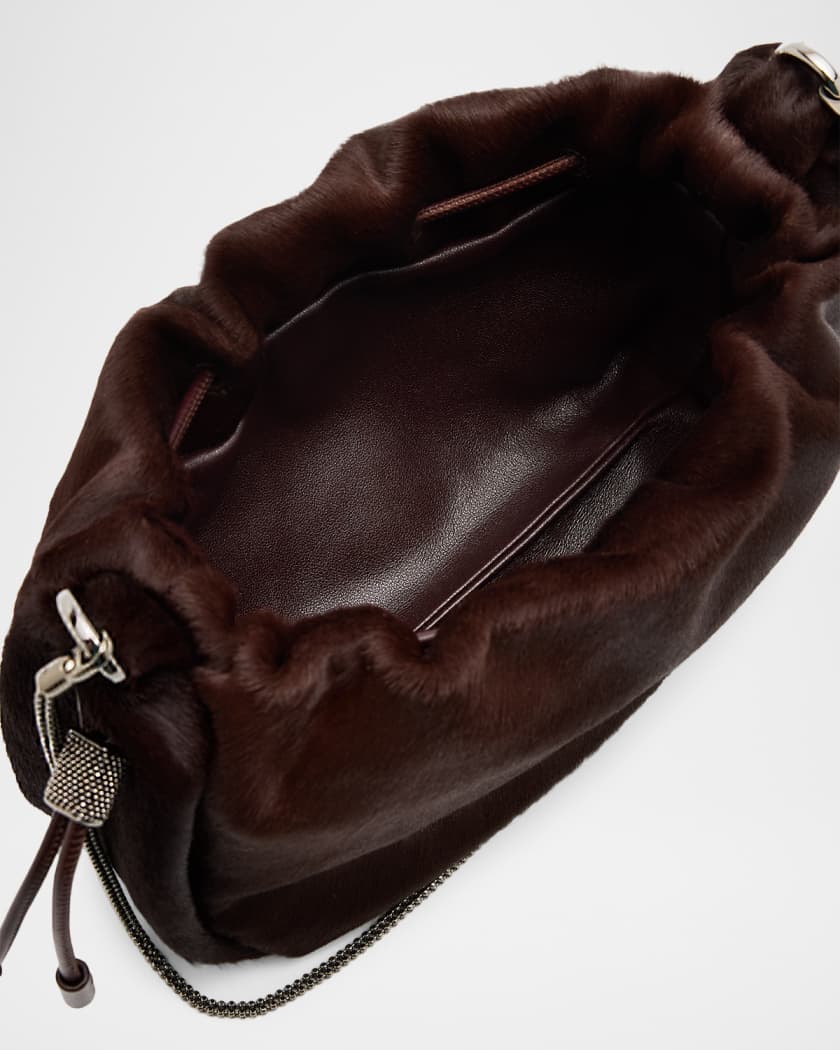 Brunello Cucinelli Mellow Mini Calf Hair Bucket Bag | Neiman