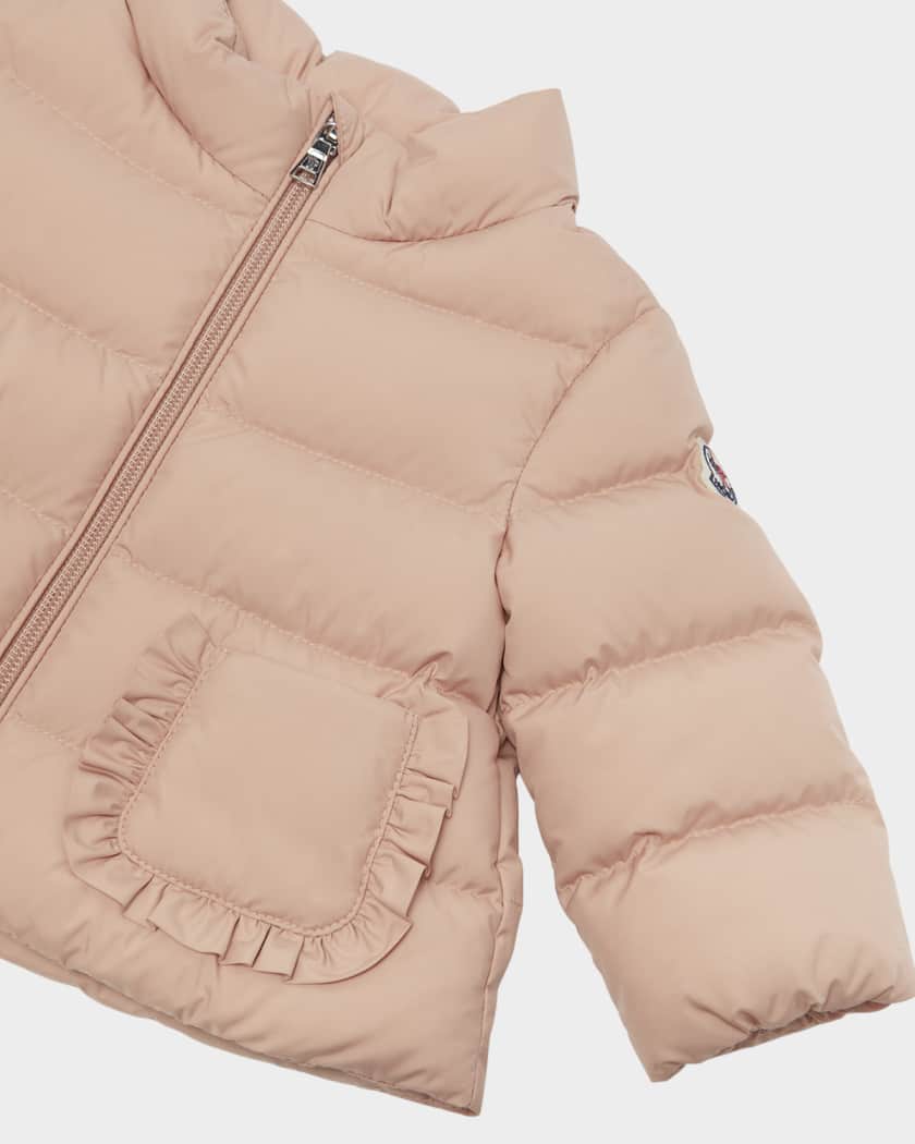 Girl's Onica Ruffled A-Line Down Coat, Size 1M-3