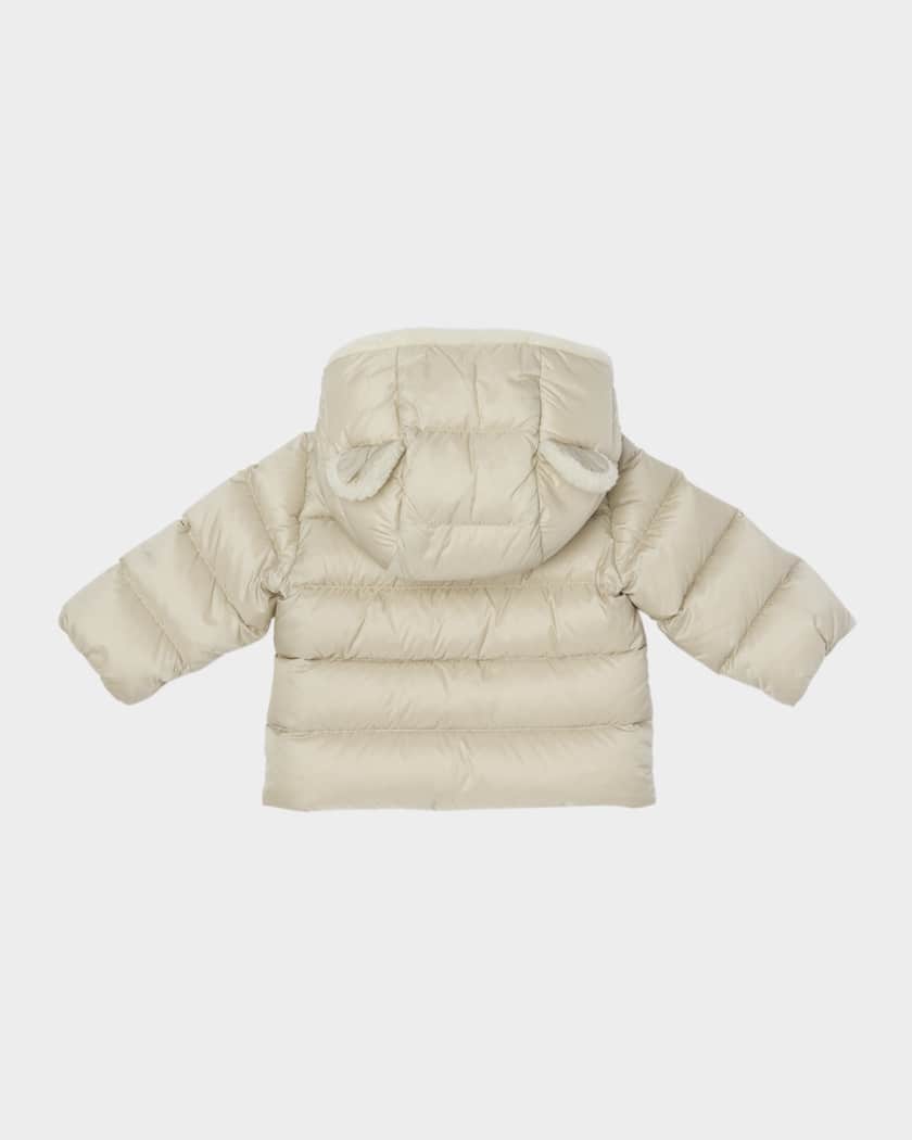 Girl's Borgan Teddy Bear Ear Hooded Down Coat, Size 6M-3