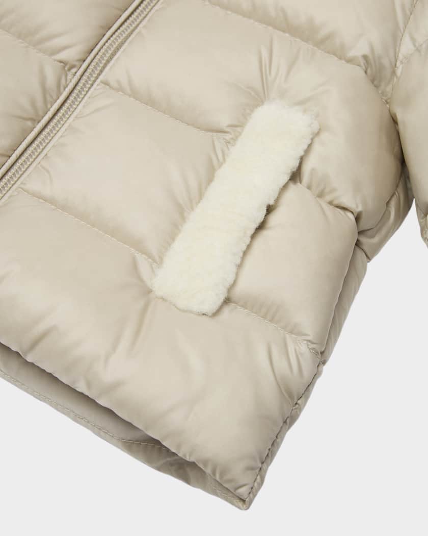 Girl's Borgan Teddy Bear Ear Hooded Down Coat, Size 6M-3
