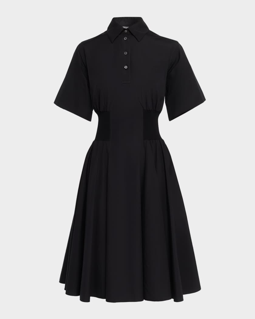 Loewe Short-Sleeve Cinched-Waist Poplin Midi Shirtdress