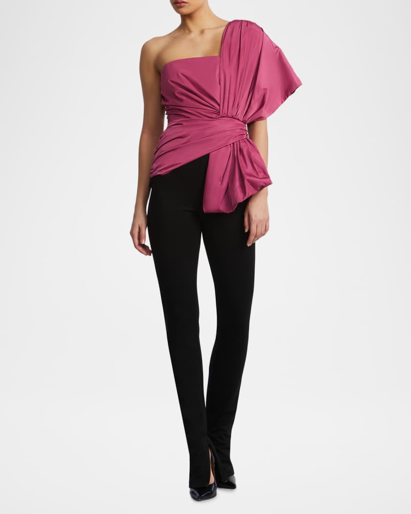 BCBGMAXAZRIA One-Shoulder Bow Jumpsuit Neiman Marcus