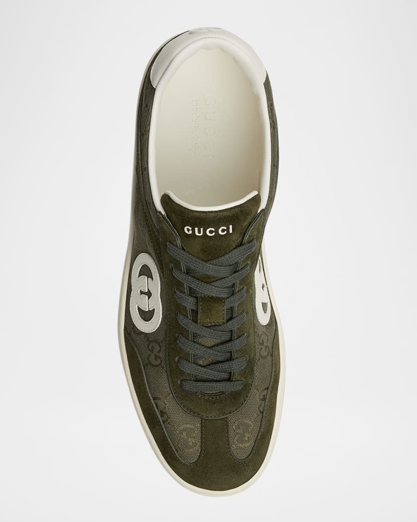 Men's G75 Suede and Guccissima Nylon T-Toe Sneakers