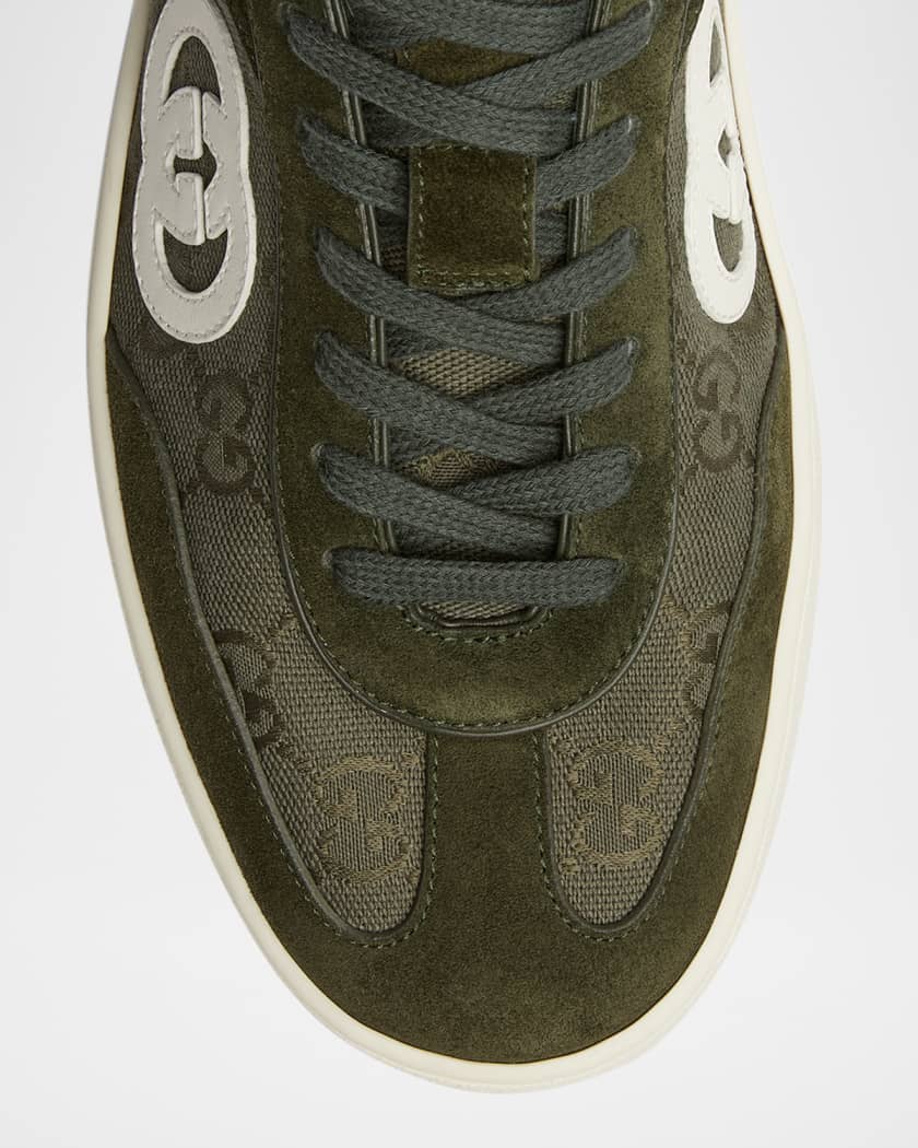 Men's G75 Suede and Guccissima Nylon T-Toe Sneakers