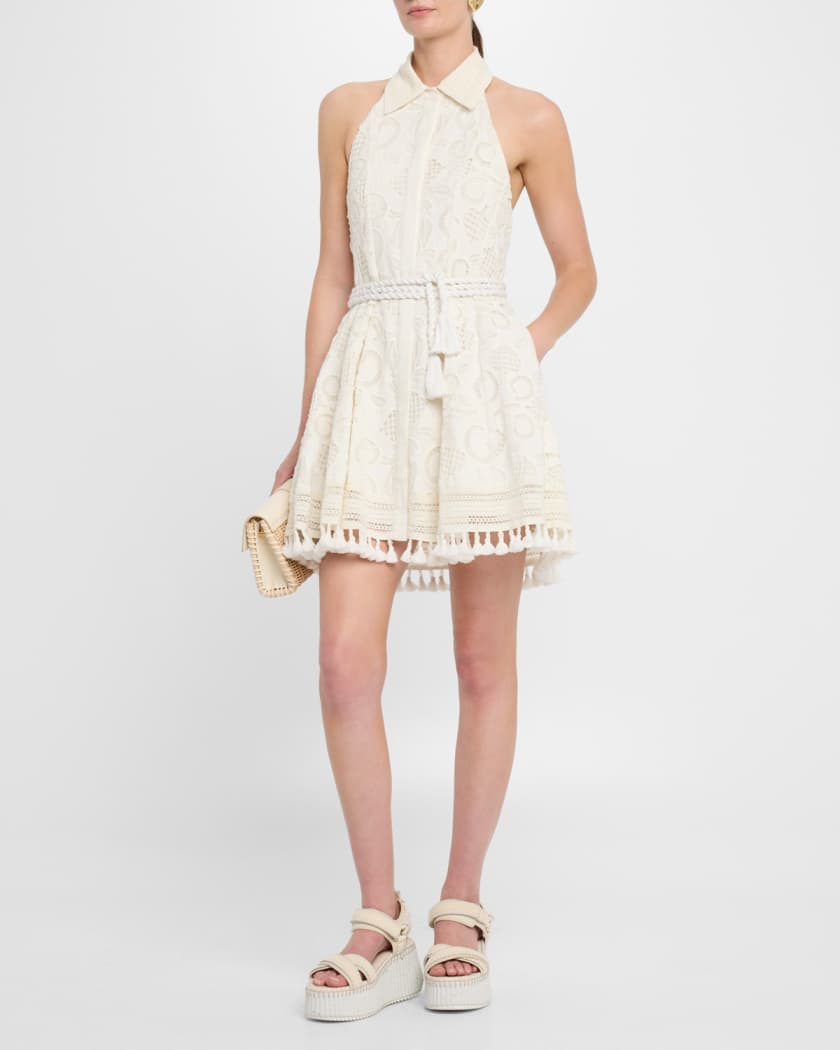 Lucy Eyelet Halter Mini Shirtdress