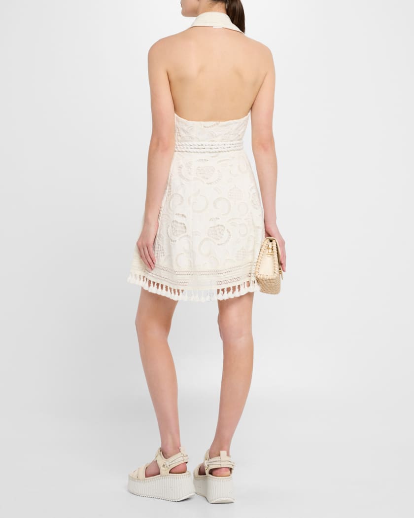 Lucy Eyelet Halter Mini Shirtdress
