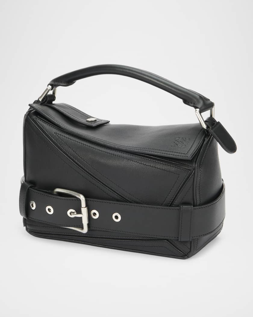 Puzzle Biker Top-Handle Bag in Shiny Leather