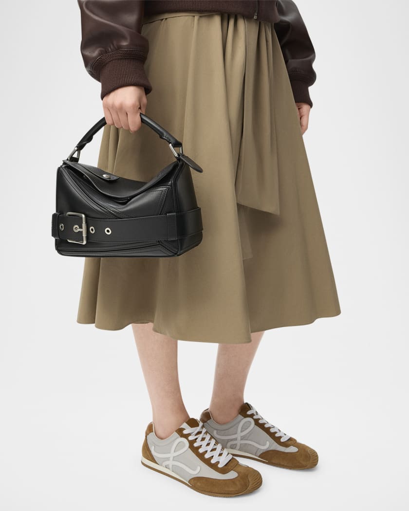 Puzzle Biker Top-Handle Bag in Shiny Leather
