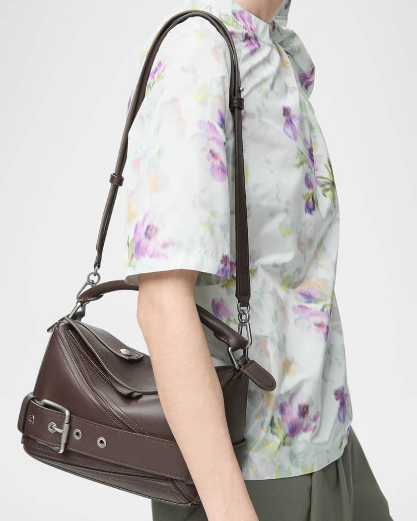 Puzzle Biker Top-Handle Bag in Shiny Leather