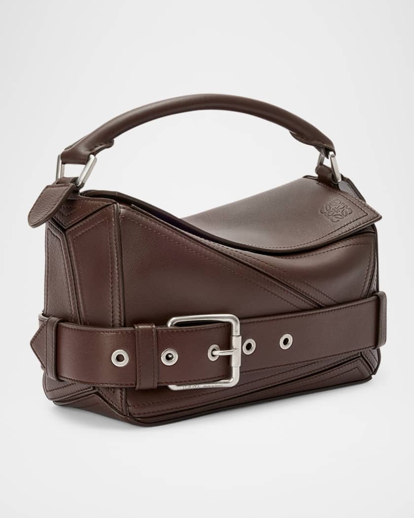 Puzzle Biker Top-Handle Bag in Shiny Leather