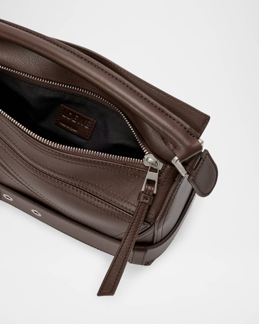 Puzzle Biker Top-Handle Bag in Shiny Leather