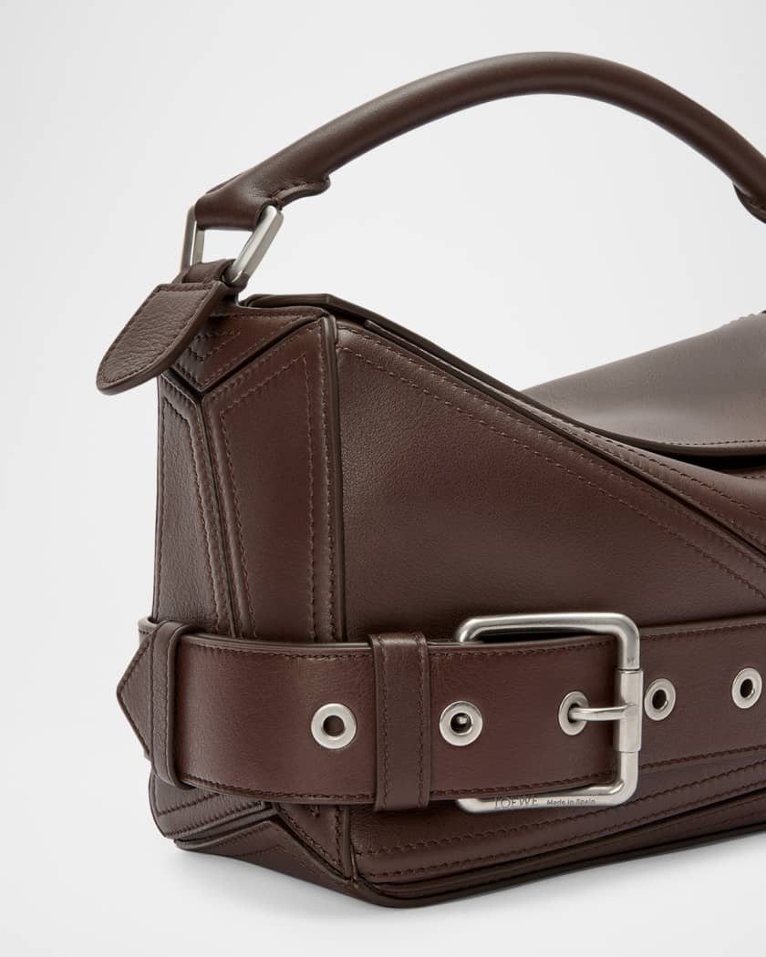 Puzzle Biker Top-Handle Bag in Shiny Leather