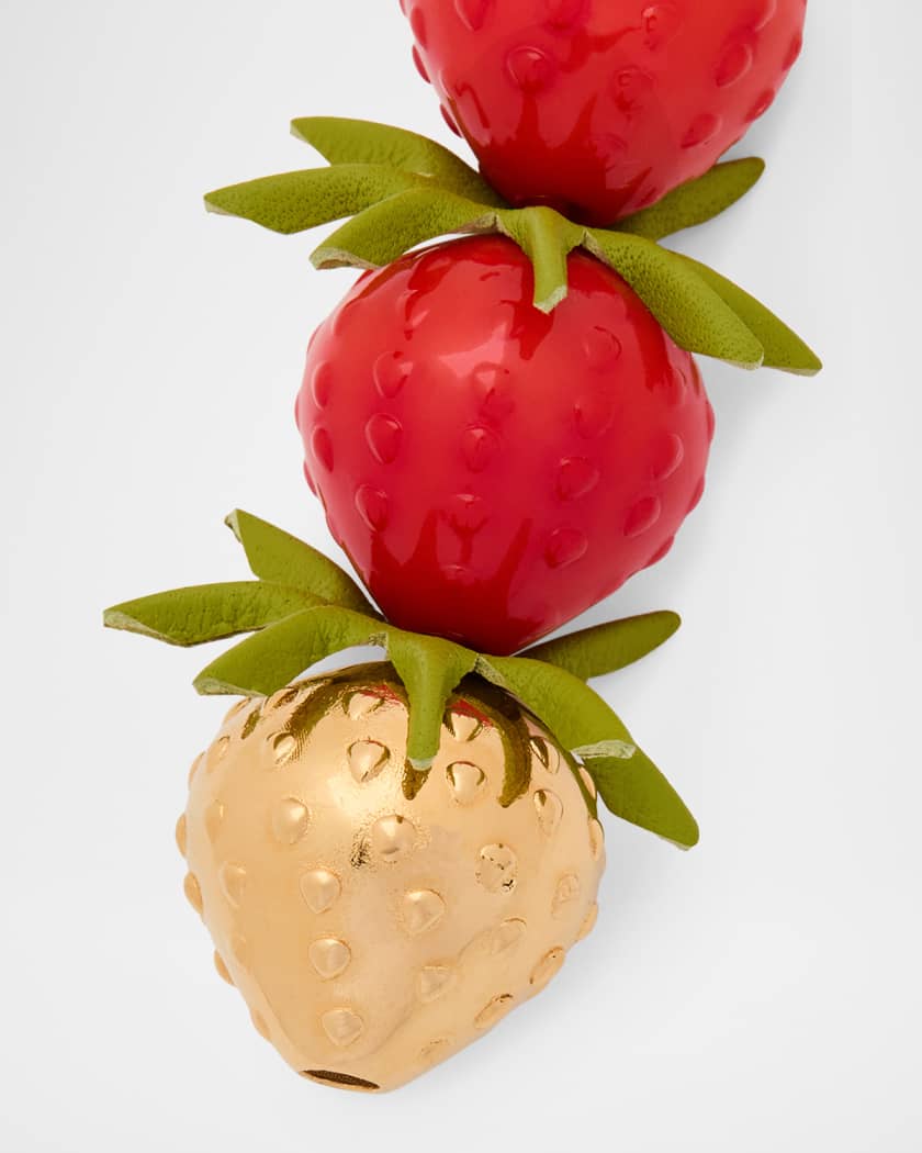 Strawberry Bag Charm in Acetate and Brass