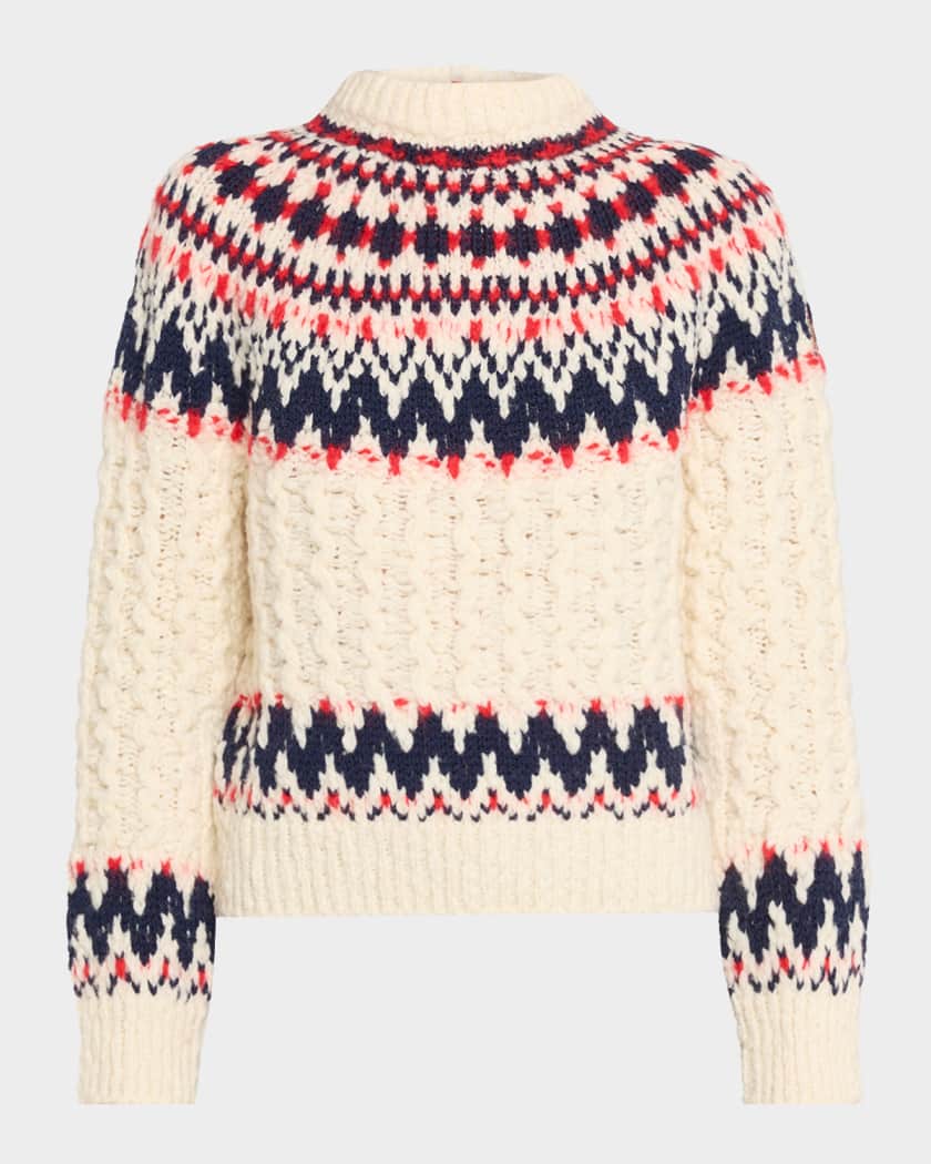 MONCLER カラフル刺繍ニット MONCLER | Virgin Wool Fairisle Cable Knit Sweater | Men | Lane