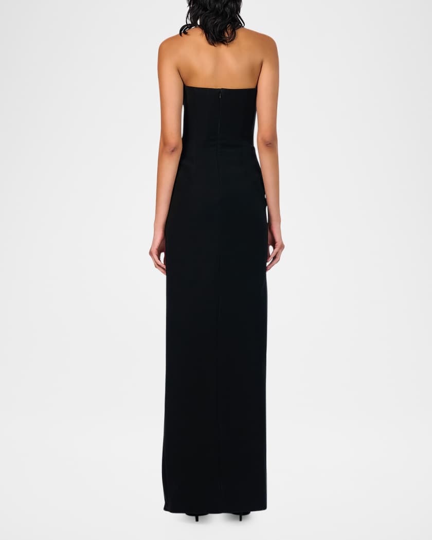 Athena Embroidered Draped Halter Gown