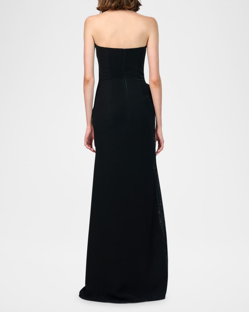 Sequin Sculpted Strapless Slit Gown