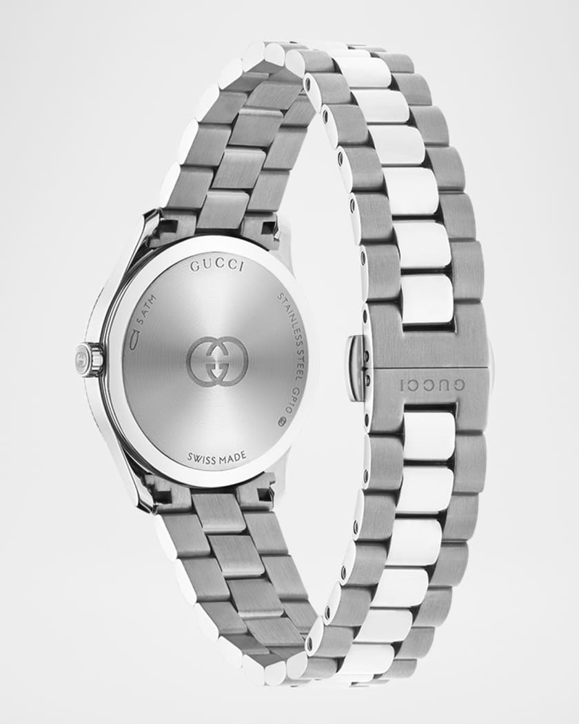 29mm G Timeless Bracelet Watch with Diamonds, Red and Steel