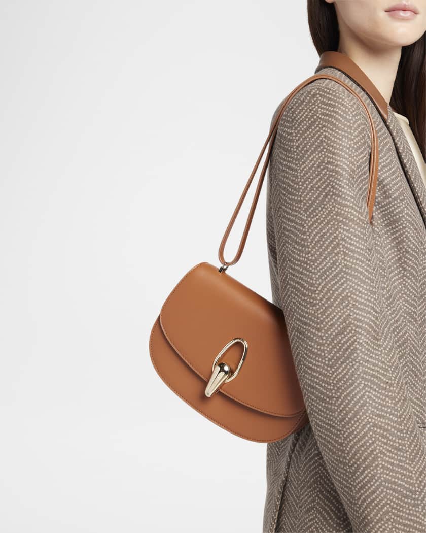 Giorgio Armani Rhinos Teardrop Turn-Lock Leather Crossbody Bag