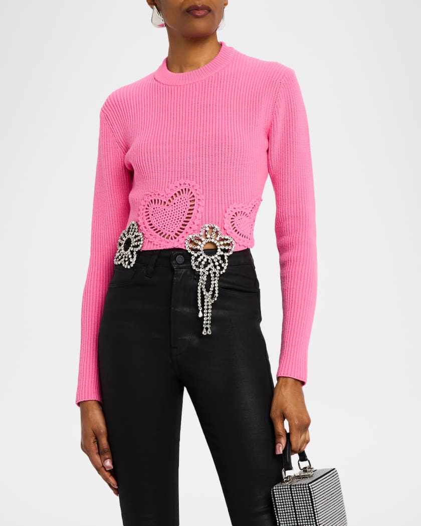 Crystal Crochet Crop Sweater