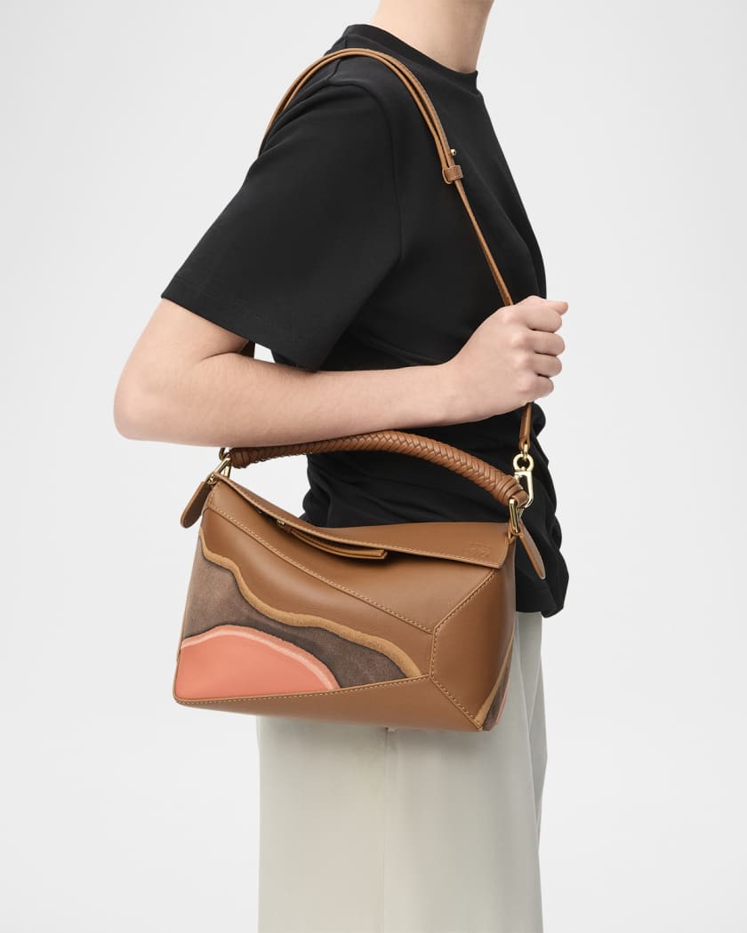 Puzzle Edge Small Top-Handle Bag in Nappa Leather