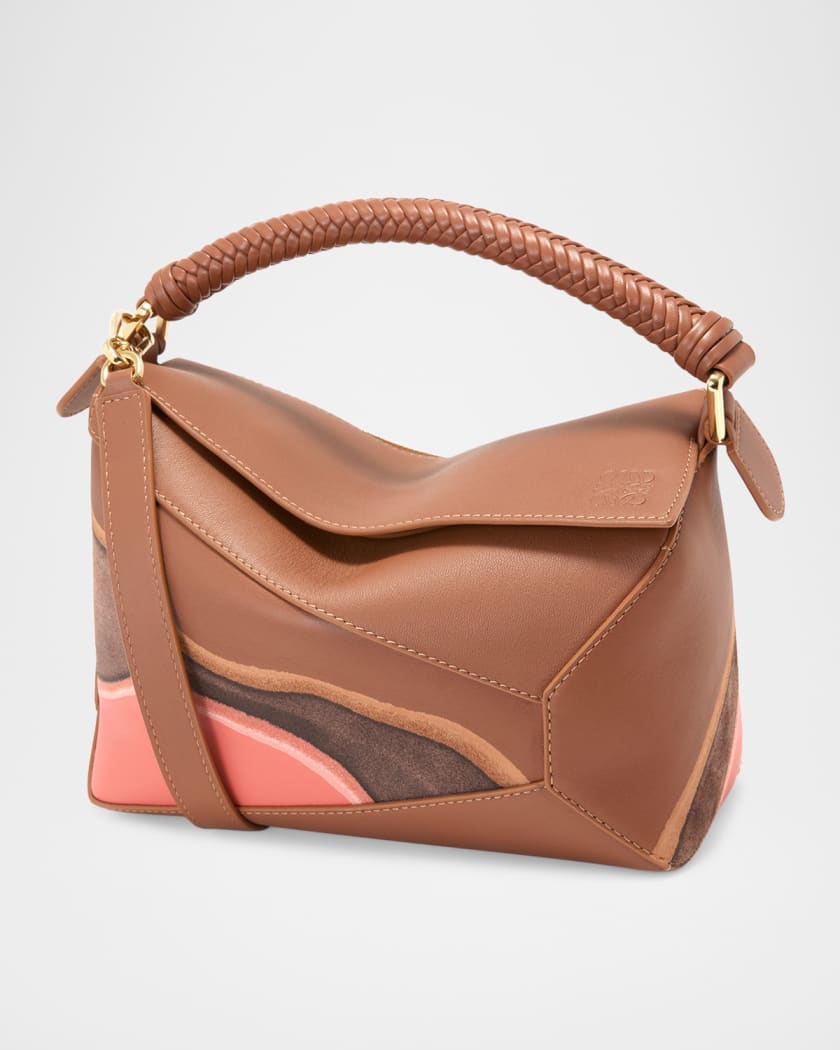 Puzzle Edge Small Top-Handle Bag in Nappa Leather