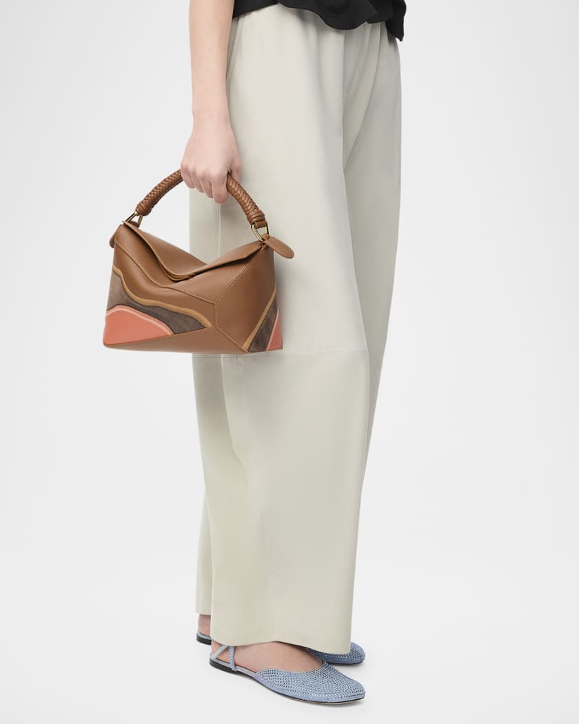Puzzle Edge Small Top-Handle Bag in Nappa Leather
