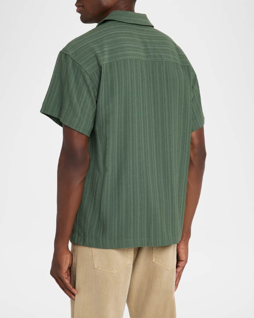 Men's Textured Stripe Pocket Short-Sleeve Shirt