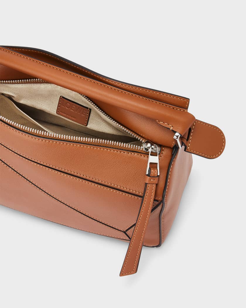 Puzzle Edge Small Shoulder Bag in Calfskin Leather