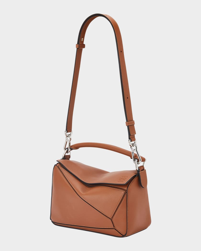 Puzzle Edge Small Shoulder Bag in Calfskin Leather