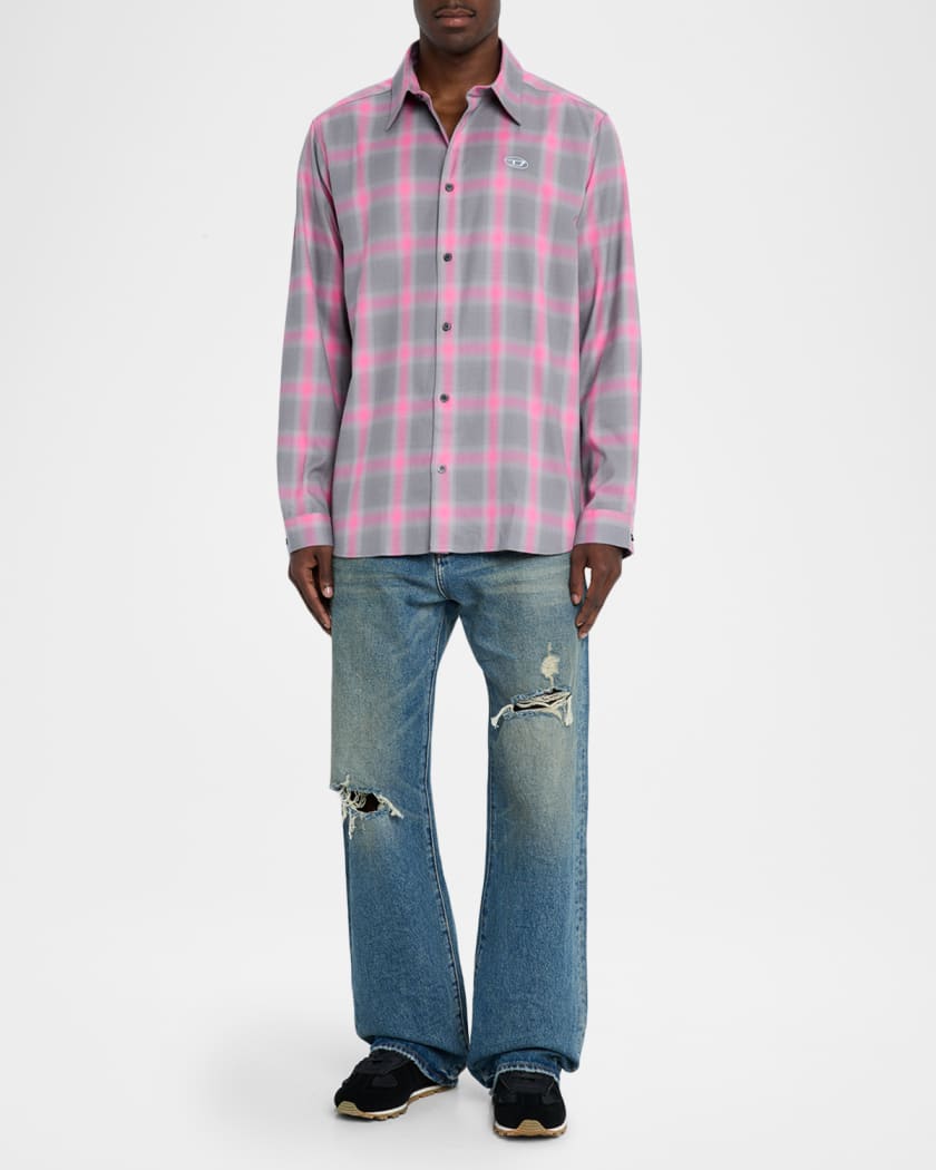 Men's S-Simply-Check-HGBT Button-Down Shirt