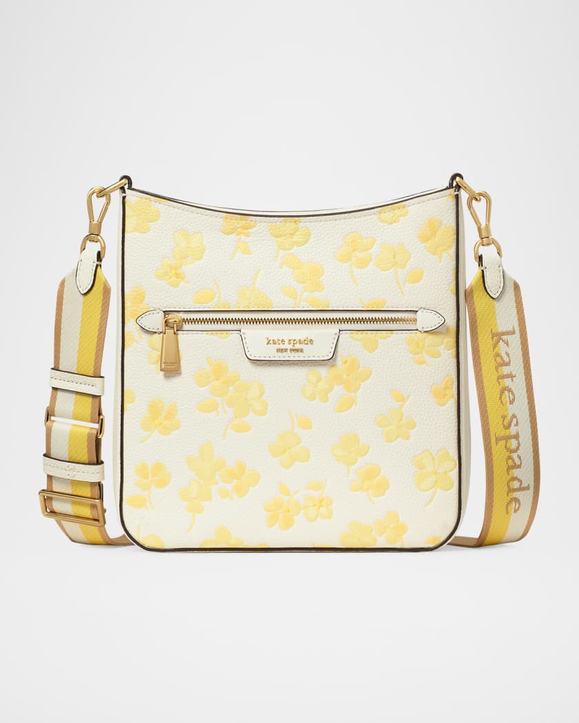 kate spade new york hudson spring pansies leather messenger