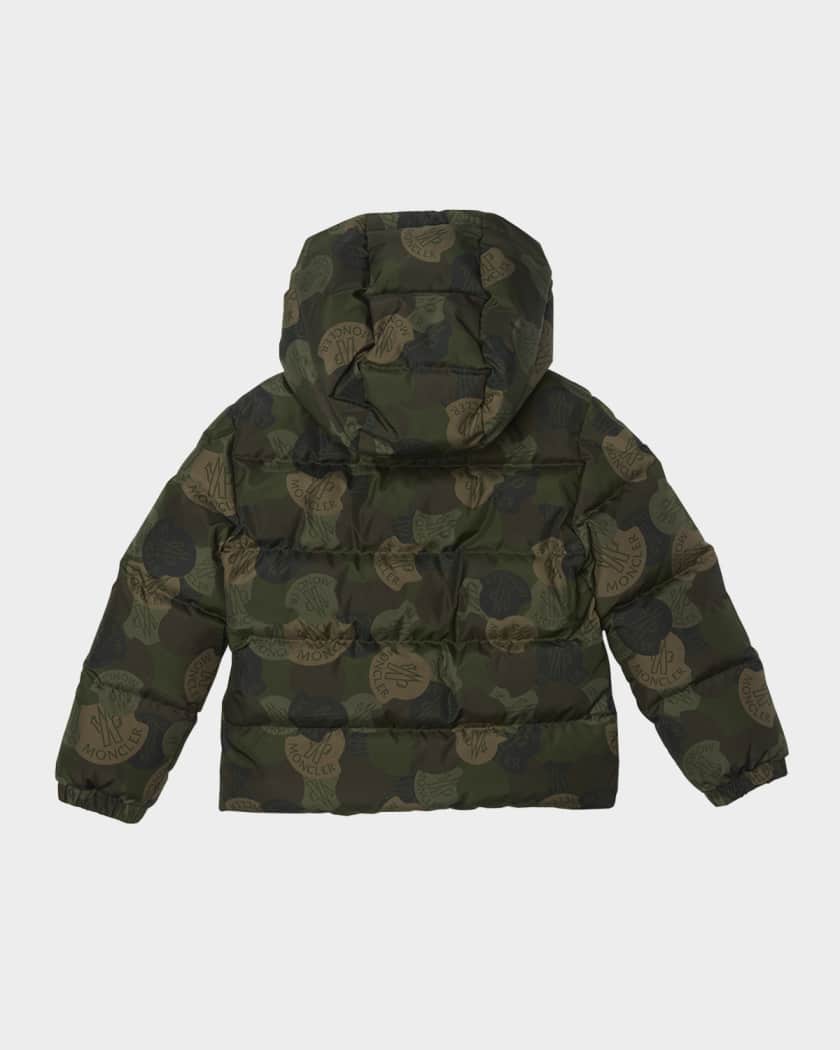 Boy's Escer Camo Logo-Print Puffer Jacket