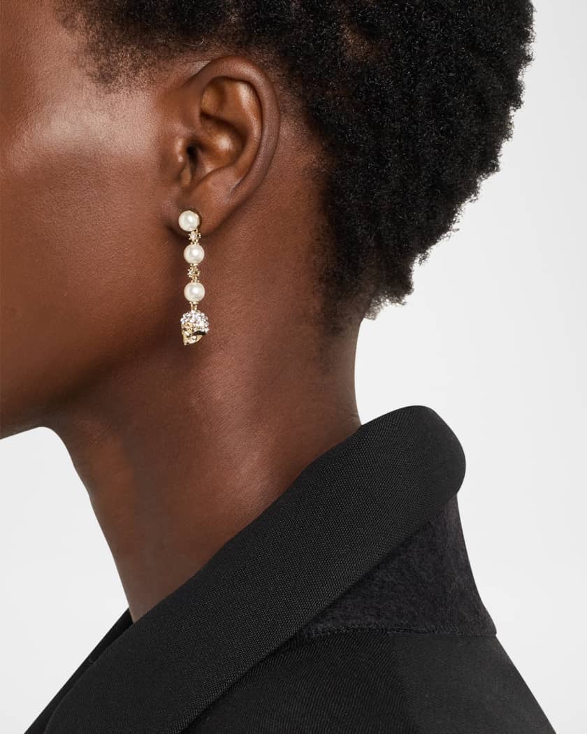 ピアス MCQUEEN SKULL EARRINGS WITH PEARL McQueen Pearly Skull Drop Earrings | Neiman Marcus