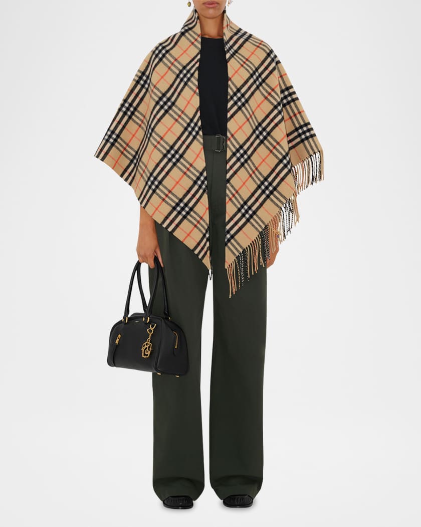 ポンチョ・ケープ Burberry A:ST MED CH BANDANA CAPE:164786:A2021 Burberry Wool and Cashmere Check Bandana Cape | Neiman Marcus