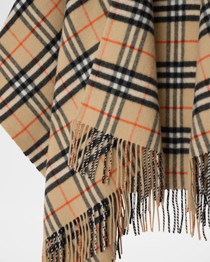 Burberry Wool and Cashmere Check Bandana Cape | Neiman Marcus