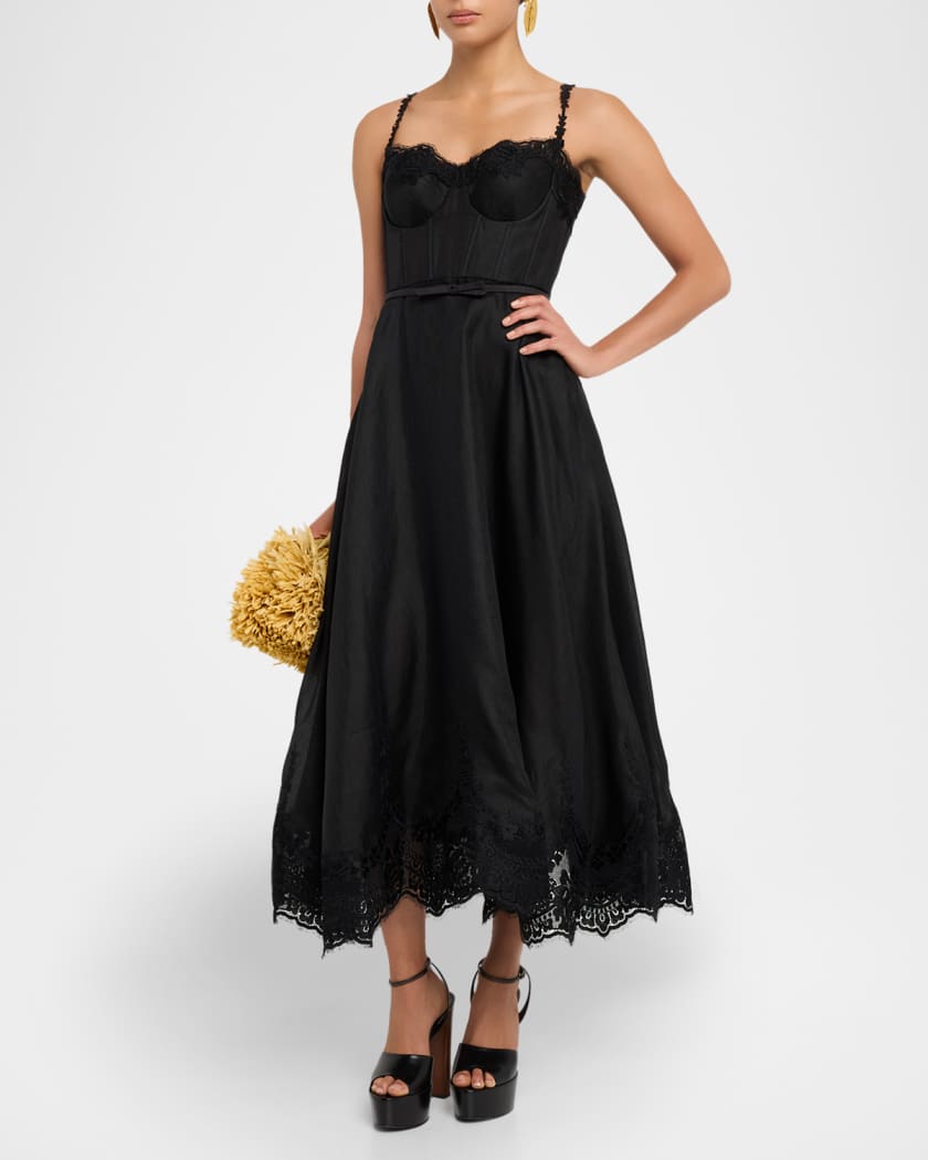 Lace-Trim Corset Picnic Dress