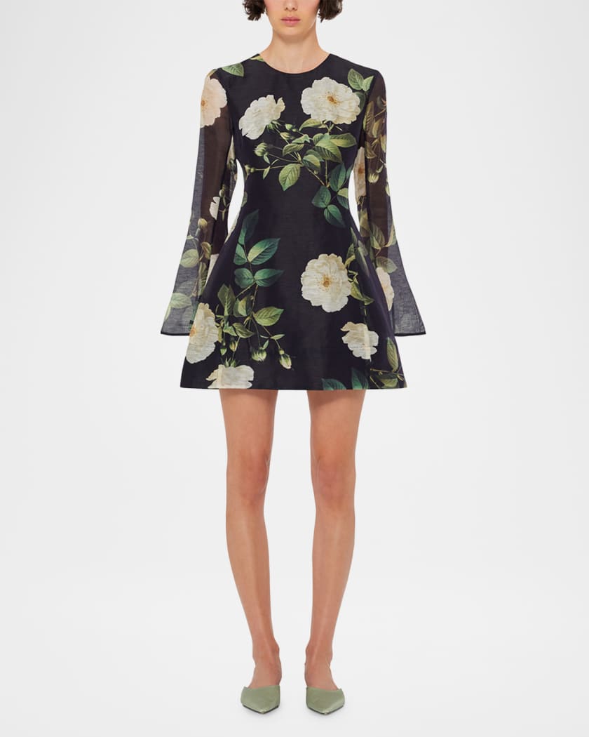 Suzanne Flared Floral-Print Mini Dress