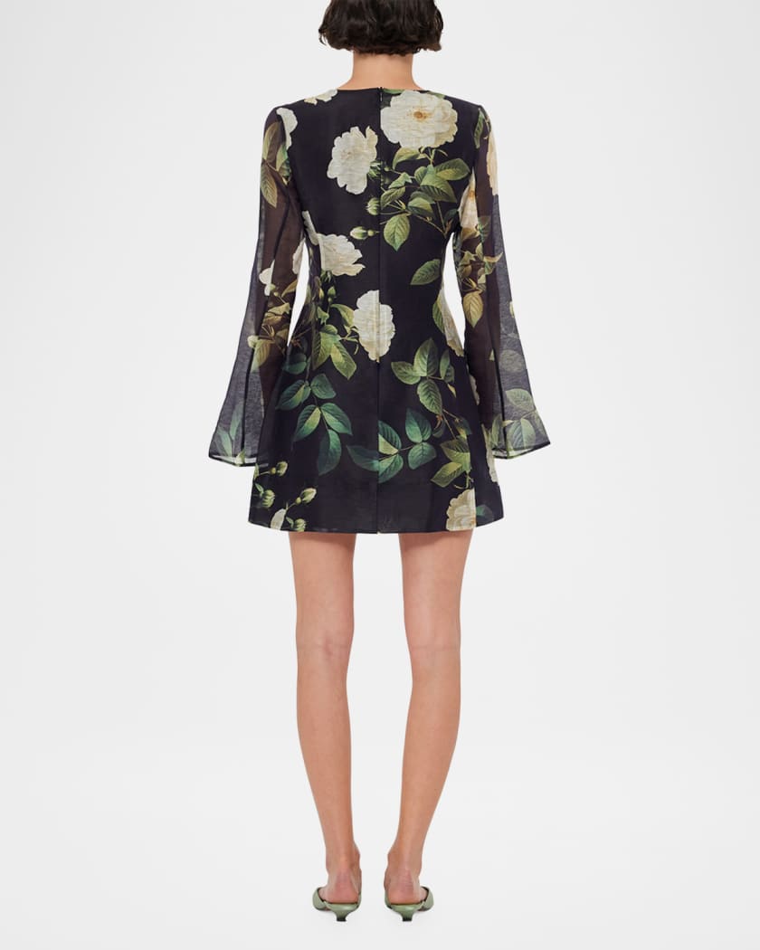 Suzanne Flared Floral-Print Mini Dress