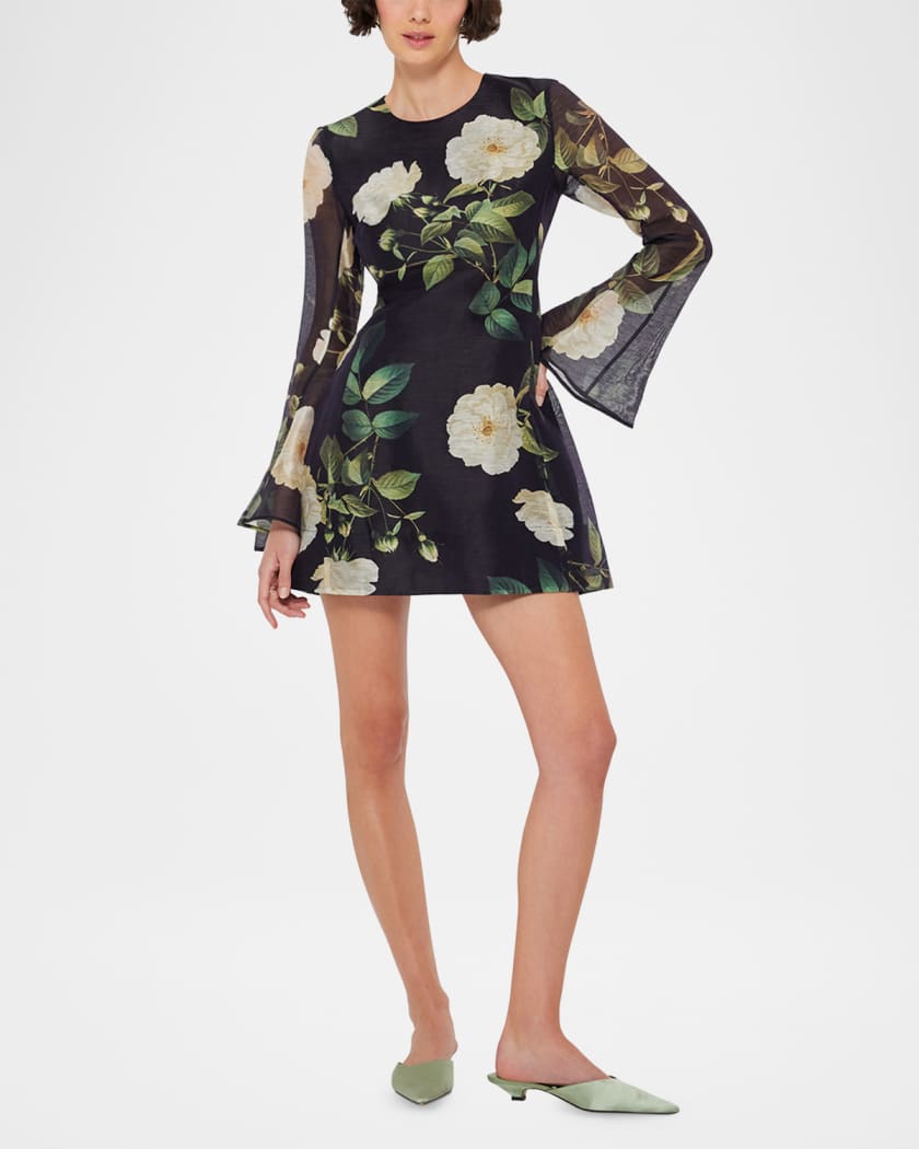 Suzanne Flared Floral-Print Mini Dress