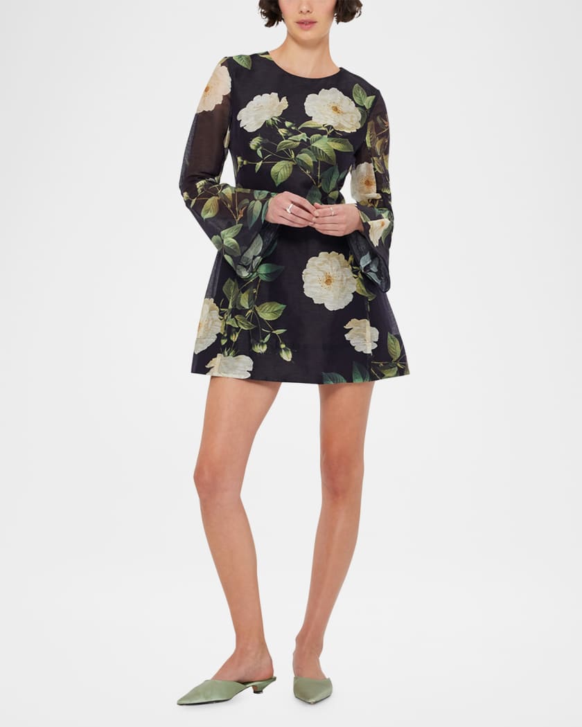 Suzanne Flared Floral-Print Mini Dress