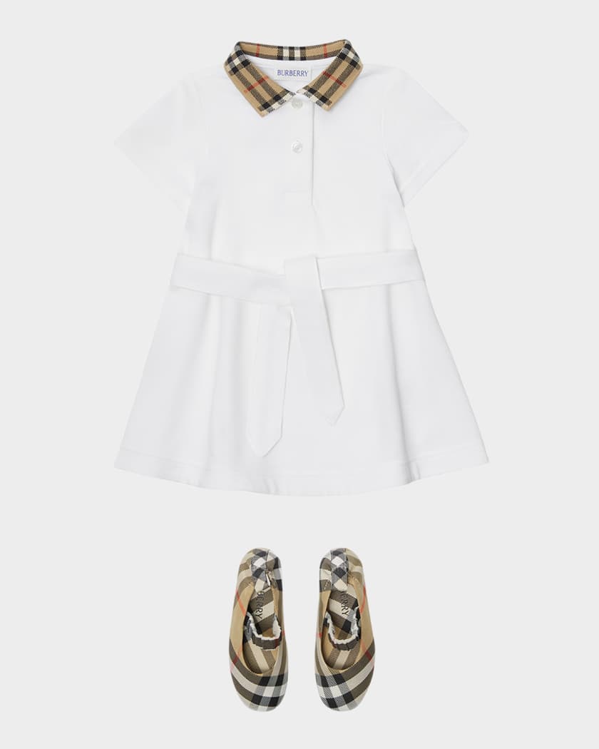 Girl's Astrid Check Polo Shirtdress, Size 6M-2T