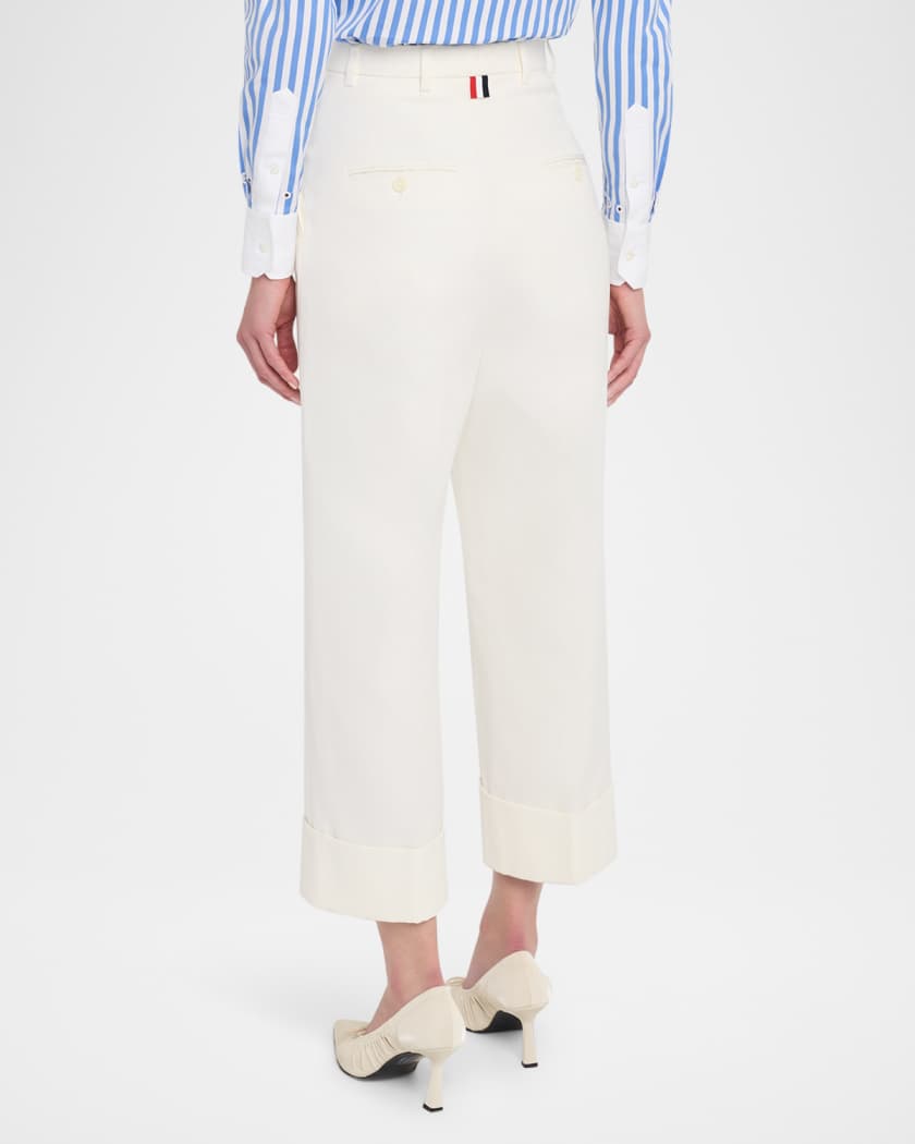 Thom Browne High-Rise Organic Cotton Canvas Straight-Leg